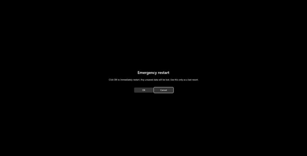 emergency restart on windows 11